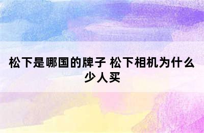 松下是哪国的牌子 松下相机为什么少人买